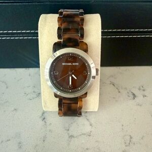 Michael Kors Brown Tortoise Resin Bracelet Watch